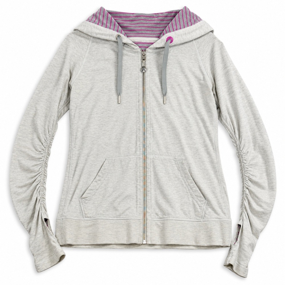 Lululemon Full Zip Hoodie Heather Grey Purple Stripe Womens Size 6